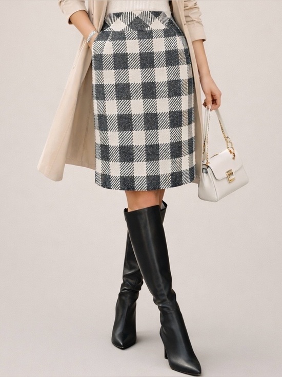 Talbots Dresses & Skirts - TALBOTS Women’s Plaid Checker Wool Blend Skirt Size 8